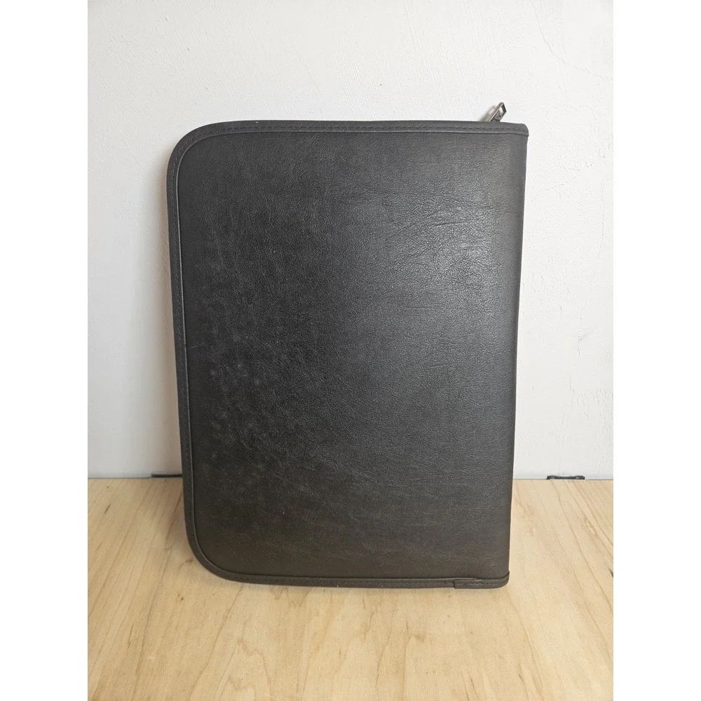 Leed's Black Zip Around Portfolio Padfolio Organizer Binder i2 Logo Business